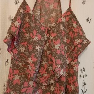 Banana Republic Pink Flutter Sleeve Asymmetrical Camisole